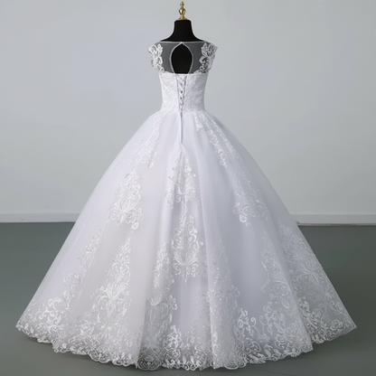 GownLink Royal White Bridal Princess Gown for Christian Catholic Brides Wedding Gown GLVLQD10B