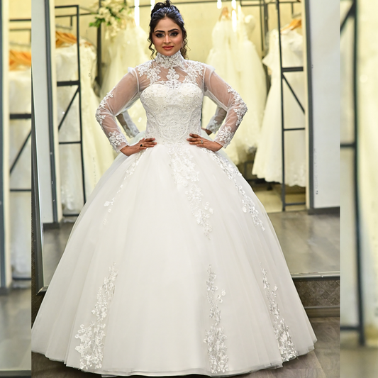 GownLink White Christian Wedding Princess Gown GLHL2311