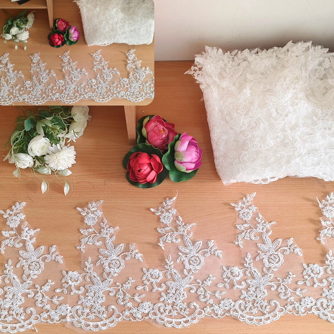 GLHS14-White Lace Border for Wedding Dresses