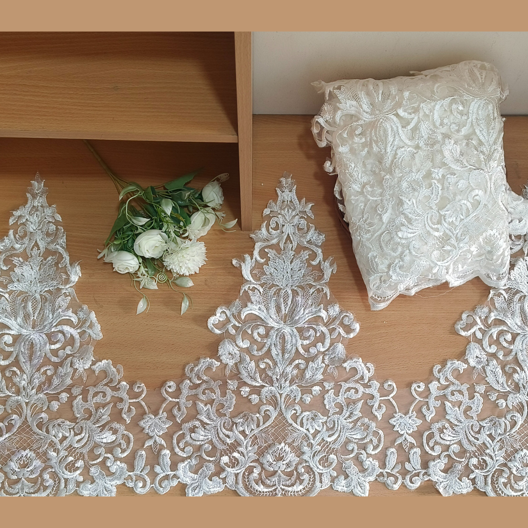 GLVLQD--White Lace Border for Wedding Dresses