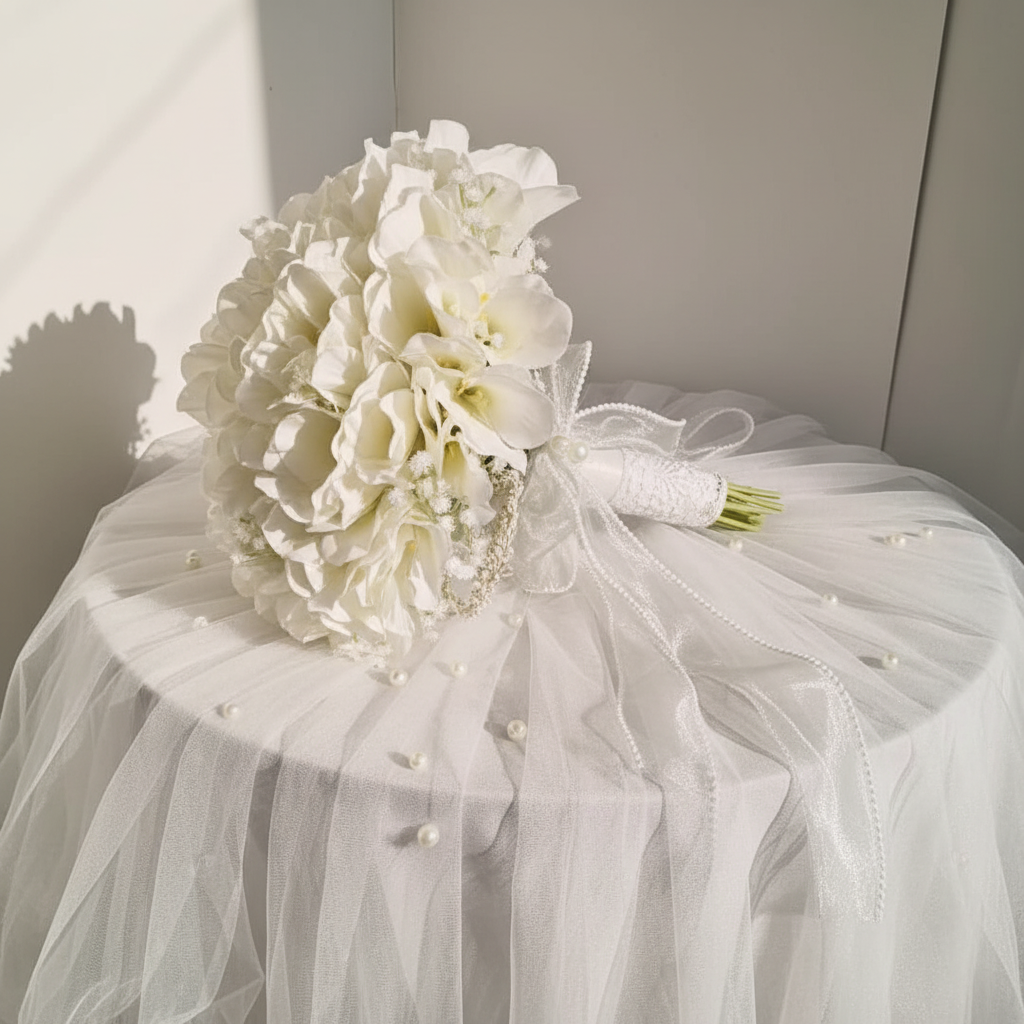 GownLink White color Bridal Bouquet B-64