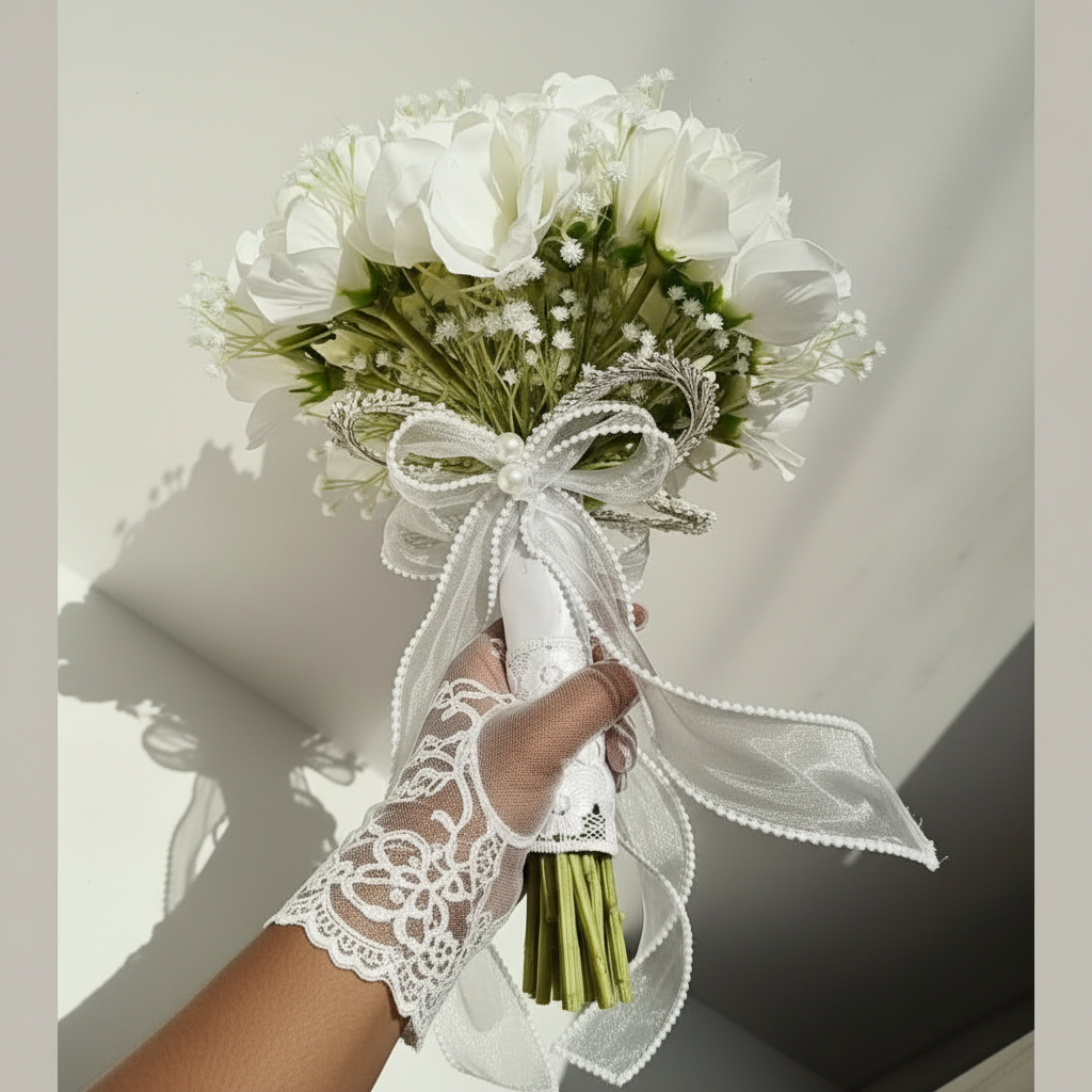 GownLink White color Bridal Bouquet B-64