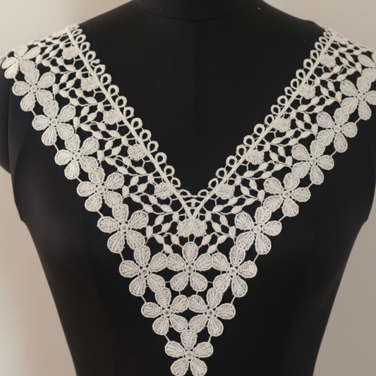 GownLink-V-Nick with flower Patch Neckline Top for wedding dress