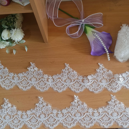 GownLink White Lace Graceful Lace Border Wedding Gown-GLVHL02 Lace