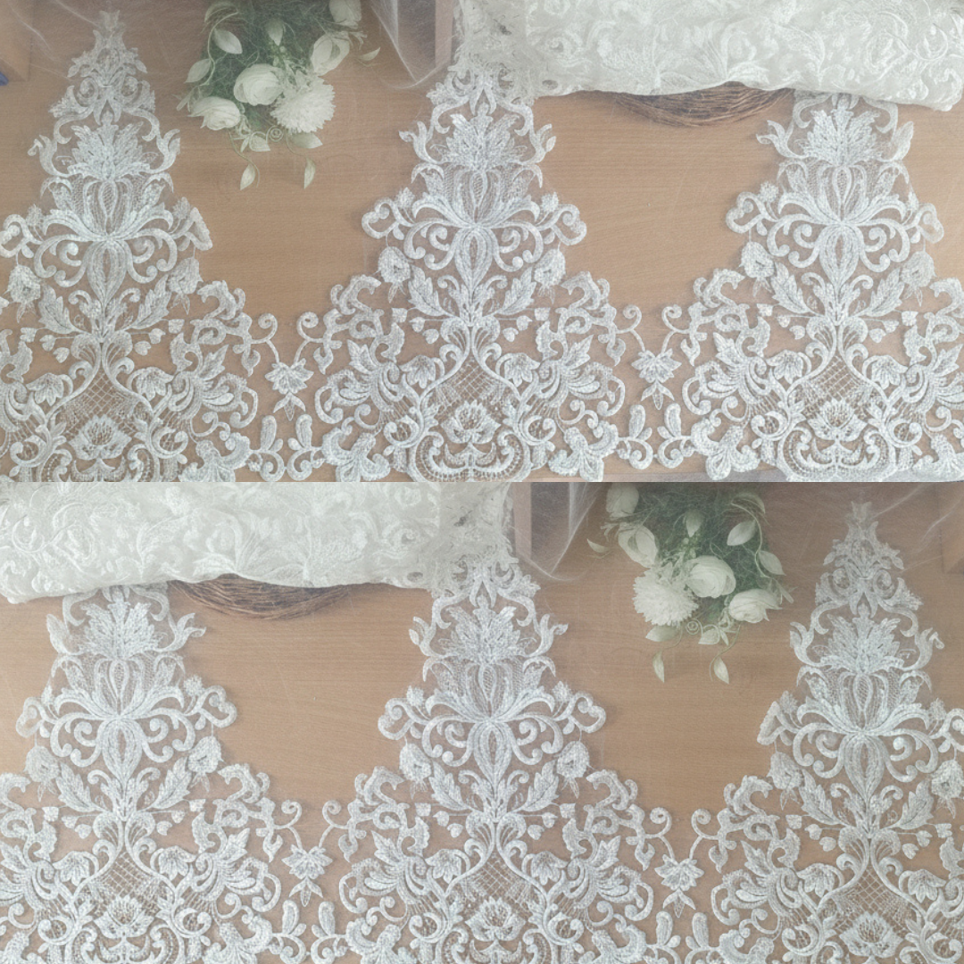White Lace Border for White Bridal Gown - GLVLQD1