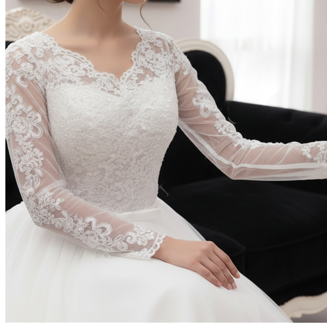 GownLink Elegant White Wedding Ball Gown for Christian & Catholic Brides Luxury Princess Bridal Dress for Church Wedding – GLHS14B