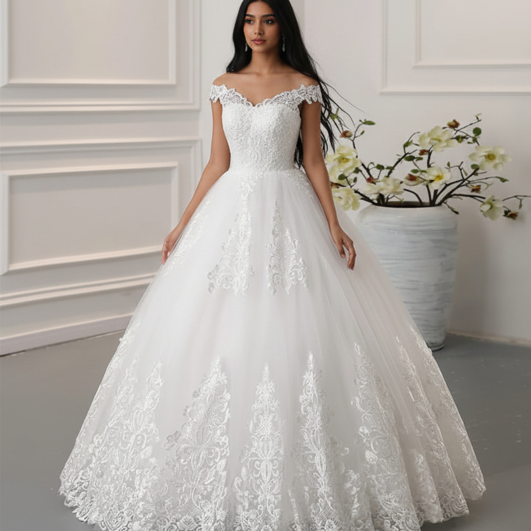 GownLink Luxury Bridal Ball Gown with Elegant Christian & Catholic Wedding Bridal Dress GLVLQD09B