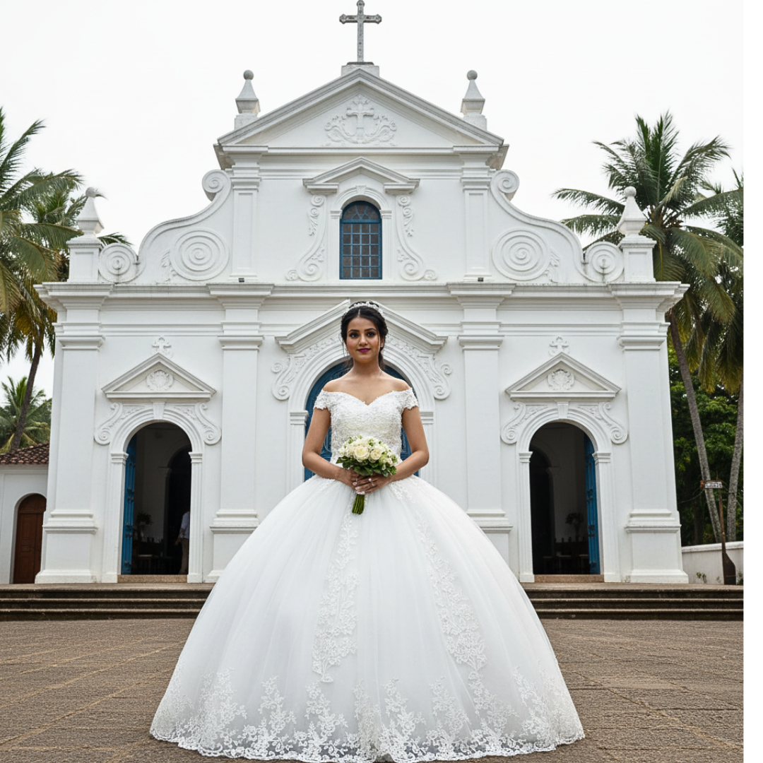 GownLink Luxury White Off Shoulder Wedding Ball Gown for Christian & Catholic Brides, Elegant Princess Bridal Ball Gown – GLGF071B