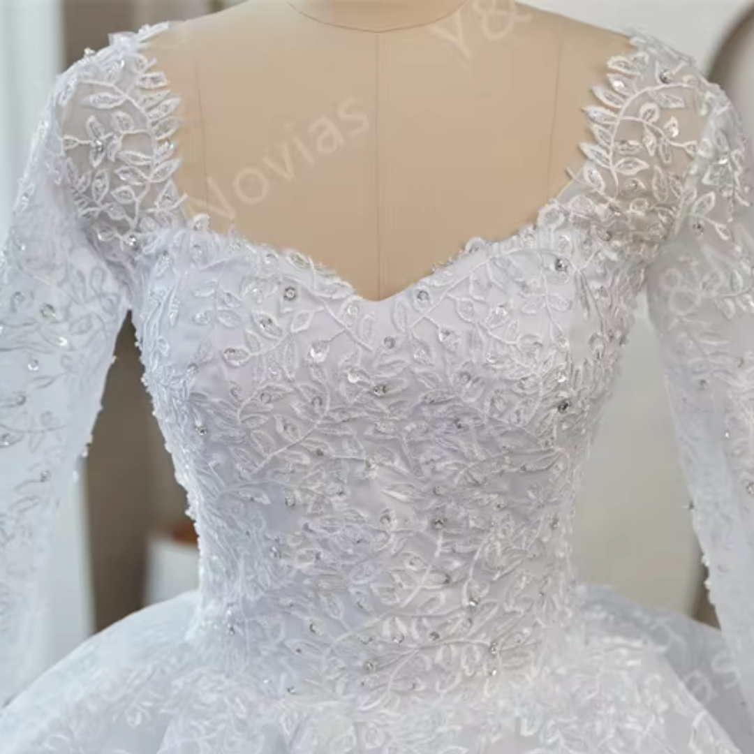 GownLink Stunning Royal White Princess Bridal Ball Gown for Christian Wedding Ceremonies GLGB170-B