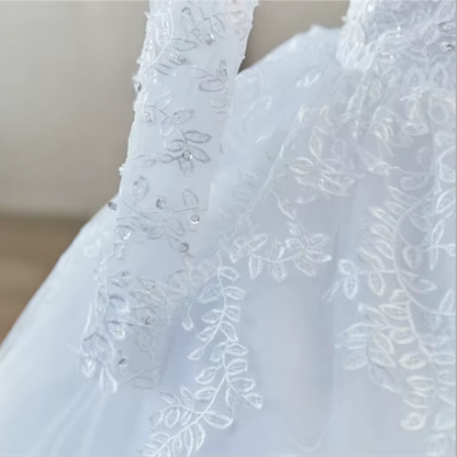 GownLink Stunning Royal White Princess Bridal Ball Gown for Christian Wedding Ceremonies GLGB170-B