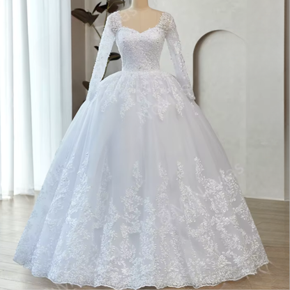 GownLink Stunning Royal White Princess Bridal Ball Gown for Christian Wedding Ceremonies GLGB170-B