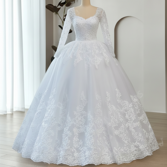 GownLink Stunning Royal White Princess Bridal Ball Gown for Christian Wedding Ceremonies GLGB170-B