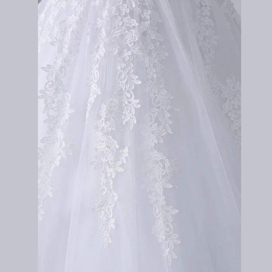 GownLink Stunning White Train Church Wedding Gown for Christian & Catholic Brides Elegant Princess Bridal Dress GLKD03-T