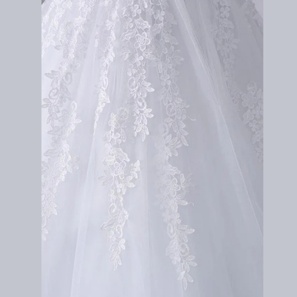 GownLink Stunning White Train Church Wedding Gown for Christian & Catholic Brides Elegant Princess Bridal Dress GLKD03-T