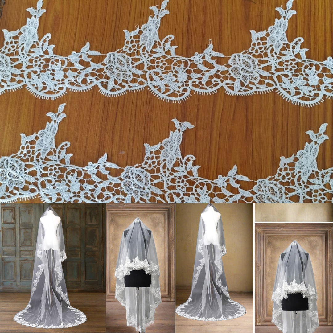 white lace border elegance texture and detail to wedding gown in Himachal Pradesh