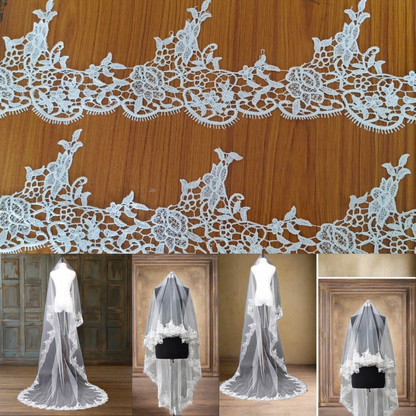 white lace border elegance texture and detail to wedding gown in Himachal Pradesh