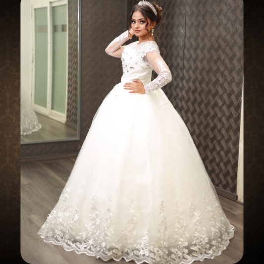 GownLink White Wedding Ball Gown with Rhinestone GLHMD16050083B