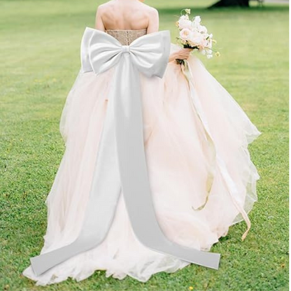GownLink,s 67" Big Bow for Dress Long Double Satin Bow Belt for Bride Formal Wedding Dress
