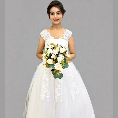 GownLink White Train Wedding Gown  GLVLQD09T