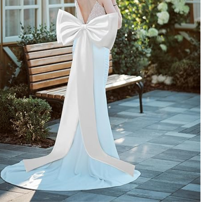 GownLink,s 67" Big Bow for Dress Long Double Satin Bow Belt for Bride Formal Wedding Dress
