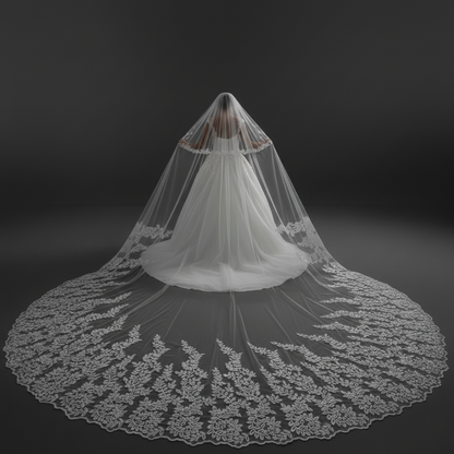 GownLink Sparkle Bridal Veil 3.5m 80 width with Front Face Blusher & Comb – Elegant Wedding Veil for Christian & Catholic Brides (GLVD30S)