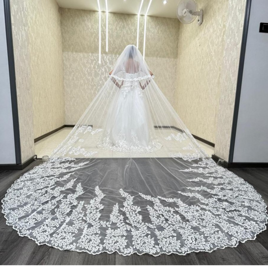 GownLink sparkle Bridal 3.5m Veil with Front-Face Layer and Comb for Christian & Catholic Weddings GLVD30S