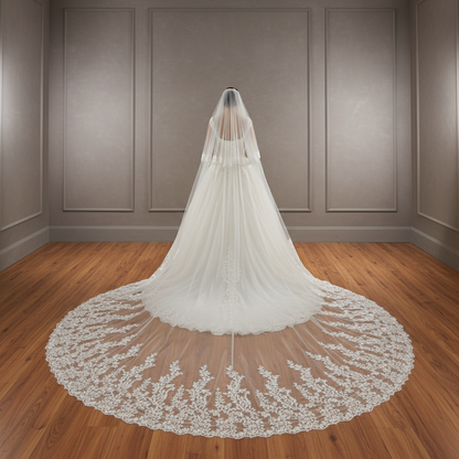 GownLink Sparkle Bridal Veil 3.5m 80 width with Front Face Blusher & Comb – Elegant Wedding Veil for Christian & Catholic Brides (GLVD30S)