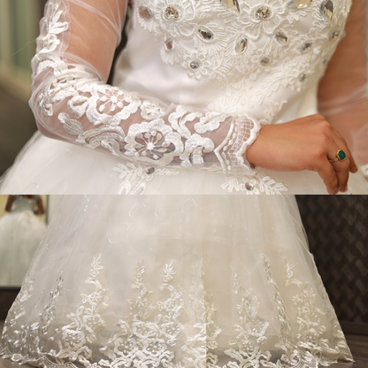GownLink Elegant White Bridal Ball Gown with Rhinestone for Christian Catholic Brides GLHMD16050083B