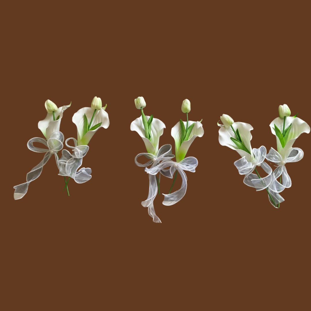 GownLink White and green color Bridesmaid Bouquet Set of Two