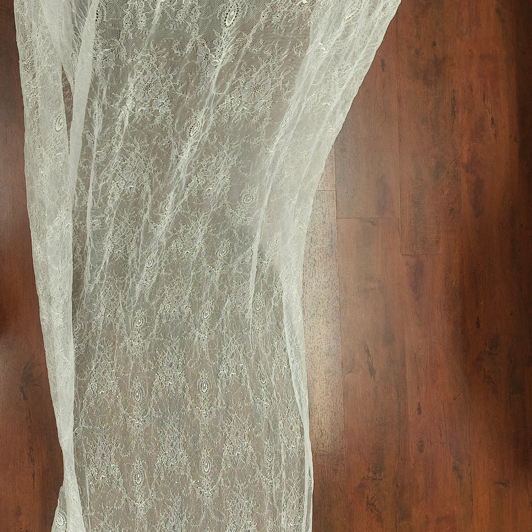 GownLink- White Lace Border for Wedding Gown-self design fabric