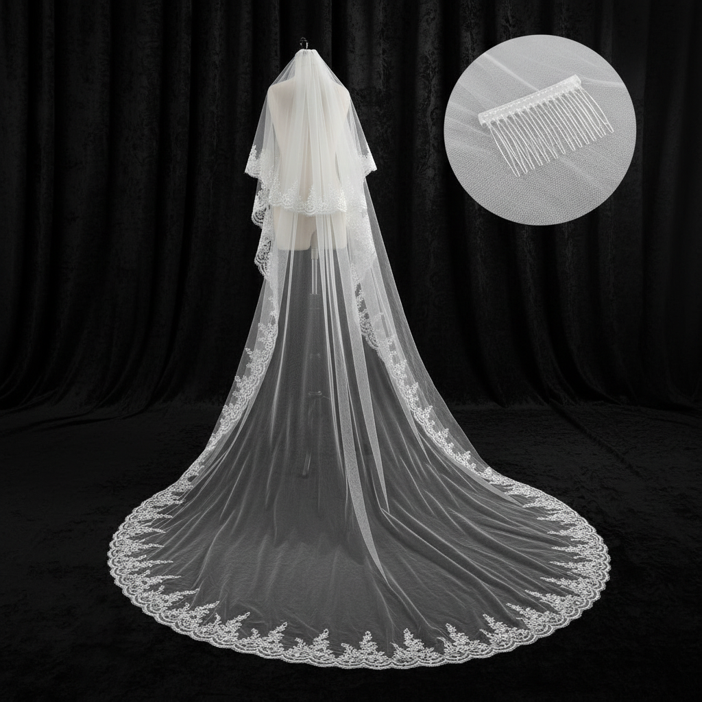 GownLink Short 1.5mtr Bridal Veil With Comb GLV20