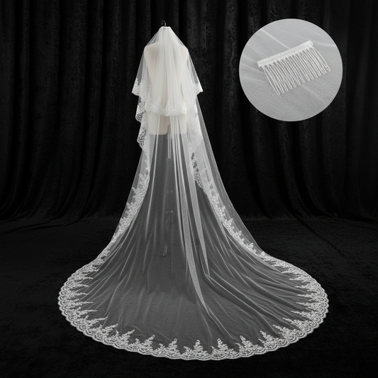 GownLink Short 1.5mtr Bridal Veil With Comb GLV20