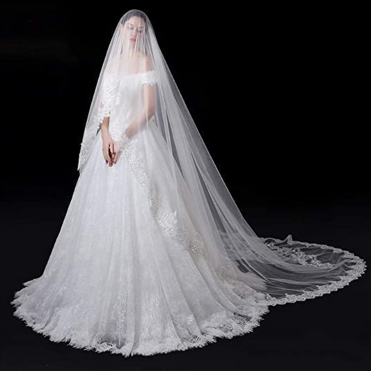 GownLink Bridal Long Christian & Catholic Weddings 3 Meters Veil GLVHL02 Sequence Patch
