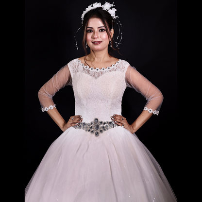 GownLink White Church Wedding Bridal Ball Gown for Christian & Catholic Weddings GLHSD588-B