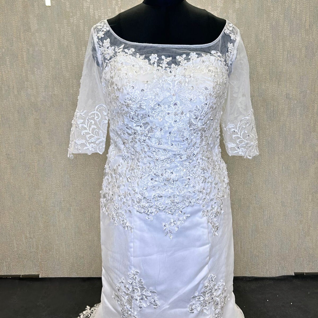 GownLink Bridal Mermaid Gown White Color with Sleeves 330XFM