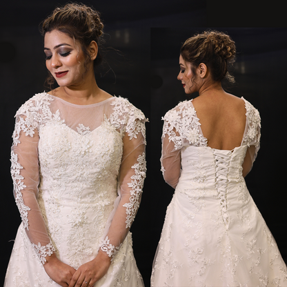 GownLink Princess White Bridal Dress for Church Wedding Elegant A-Line Gown GLGF077