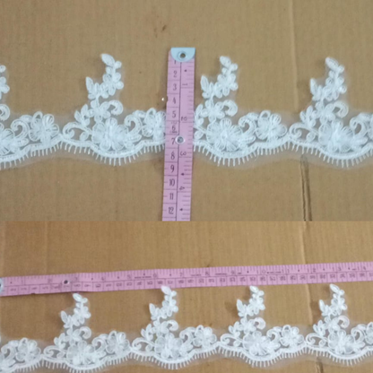 GownLink White Graceful Lace Border Wedding Gown-V-1800