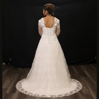 GownLink Princess White Bridal Dress for Church Wedding Elegant A-Line Gown GLGF077