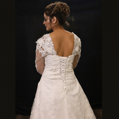 GownLink Princess White Bridal Dress for Church Wedding Elegant A-Line Gown GLGF077