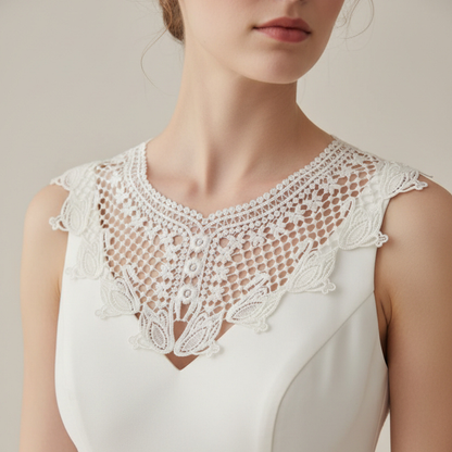 GownLink- white elegant patch Neckline Top for wedding dress