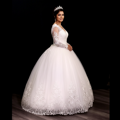GownLink Luxury Bridal Ball Gown with Elegant Christian & Catholic Wedding Bridal Dress GLVLQD09B
