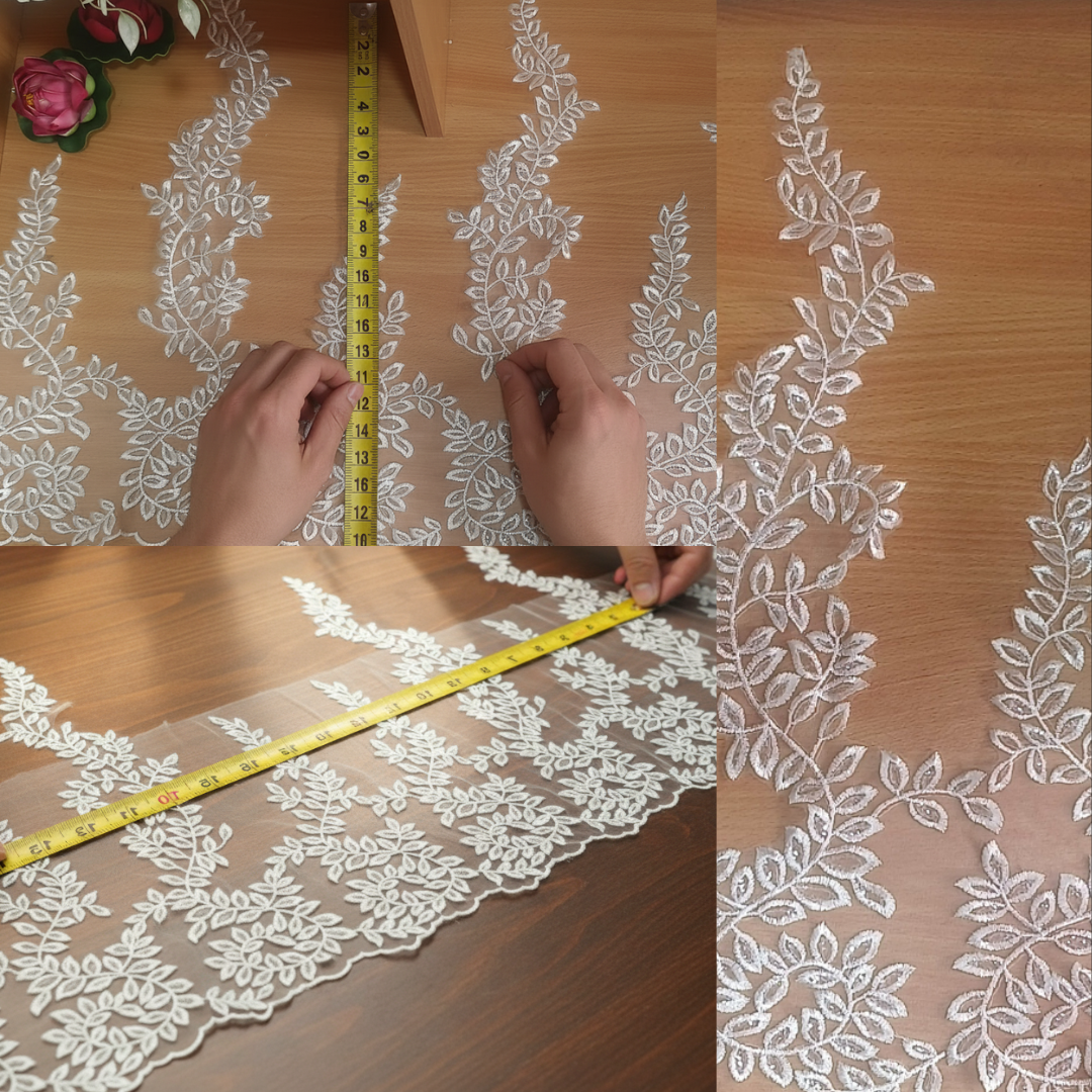 GownLink - White D30 Lace Sequence Border with Wedding Gown