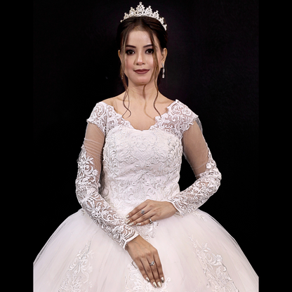 GownLink Luxury Bridal Ball Gown with Elegant Christian & Catholic Wedding Bridal Dress GLVLQD09B