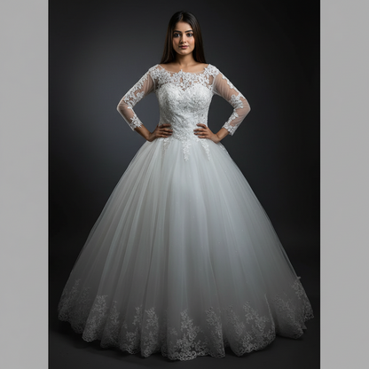 GownLink White Bridal Ball Gown for Christian & Catholic Weddings GLHSD189CB