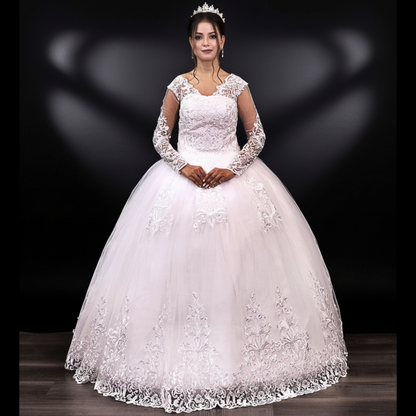 GownLink Luxury Bridal Ball Gown with Elegant Christian & Catholic Wedding Bridal Dress GLVLQD09B