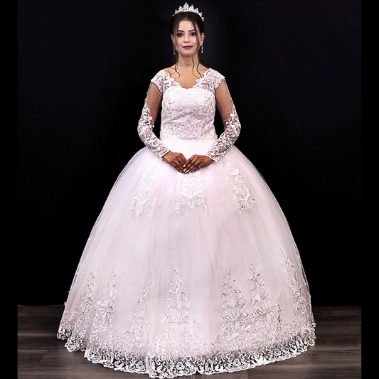 GownLink's Adorable White Wedding Princess Gown GLVLQD09B