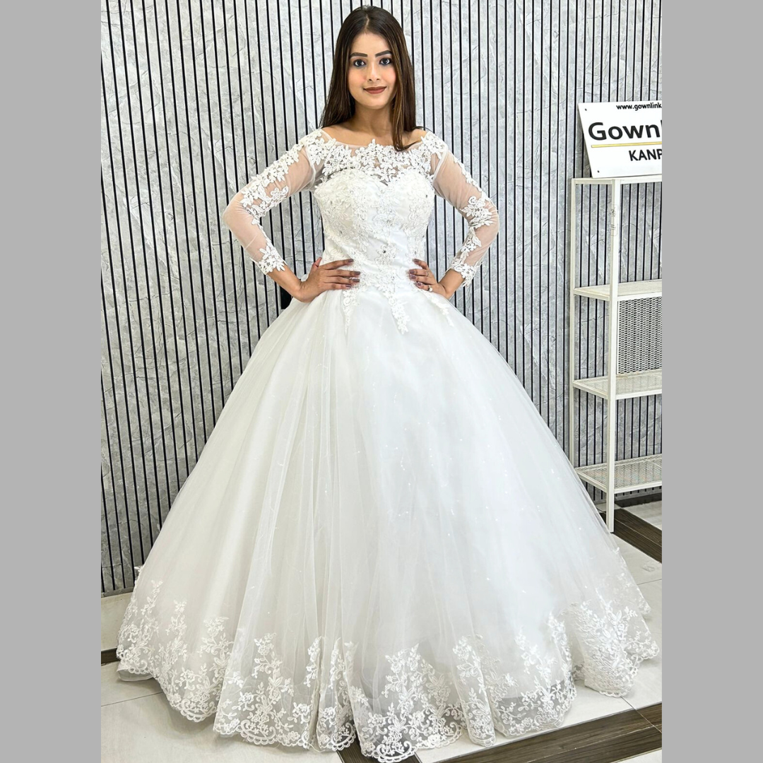 GownLink Christian and Catholic Bridal White Wedding Dress GLHSD189T