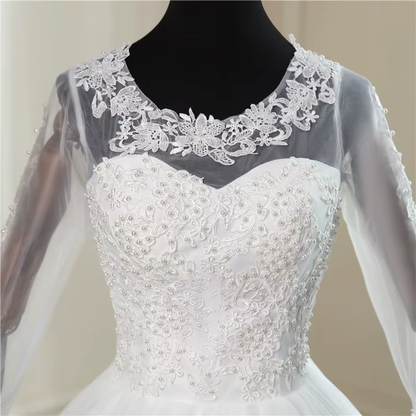 GownLink Luxury Bridal Train Gown for Women White Christian Church Wedding Dress GLGF042T