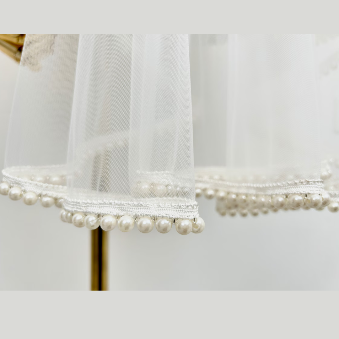 Close-up of lace edge detail on Short Bridal Veil — GownLink GLVL