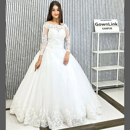 GownLink White Bridal Ball Gown for Christian & Catholic Weddings GLHSD189CB